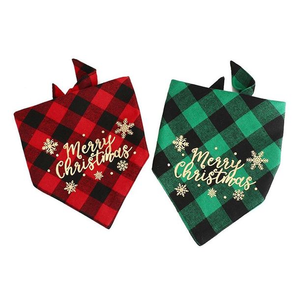 

2pcs christmas dog bandana classical washable reversible adjustable pet triple-cornered scarf for dogs and cats apparel