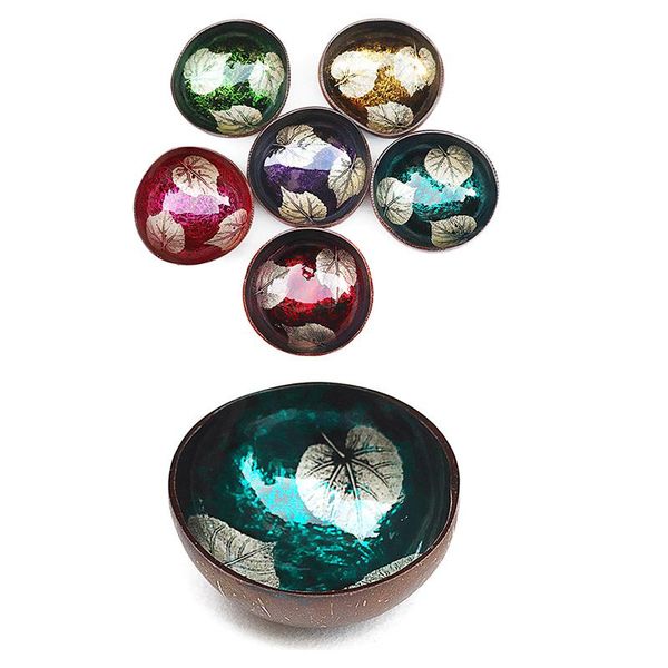 

bowls leaf color glazed coconut breakfast bowl natural wood salad dish original fruit container tableware for kitchen valentine's gift