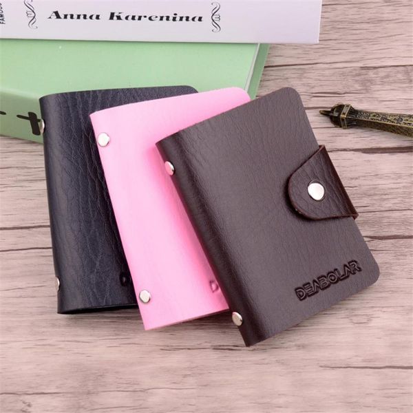 

card holders 12 slots fashion pu leather business holder mini organizer men women bank bag id wallet doka, Brown;gray