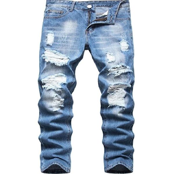 

men's jeans slim fit straight elastic streetwear men by inspire apparel casual softener selling latest cargo pants, Blue