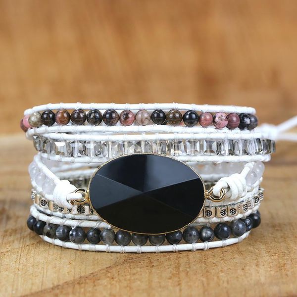 

tennis 2021 mixed natural stones onyx charm yoga wrap bracelets handmade energy friendship jewelry drop, Golden;silver