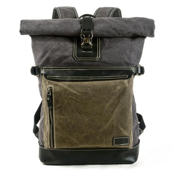 

backpack waterproof wax canvas hiking outdoor travel bag anti-theft computer