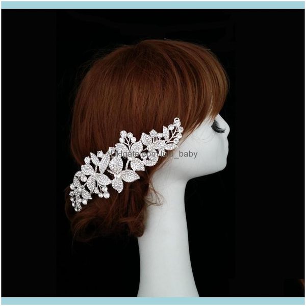 

headbands jewelryluxury crystal bridal comb clip flower rhinestone combs wedding hair aessories bride headwear headpiece head jewelry drop d, Silver