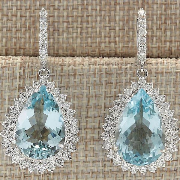 

dangle & chandelier classic clear cubic zirconia silver color plated drop earrings blue water crystal for women fashion jewelry