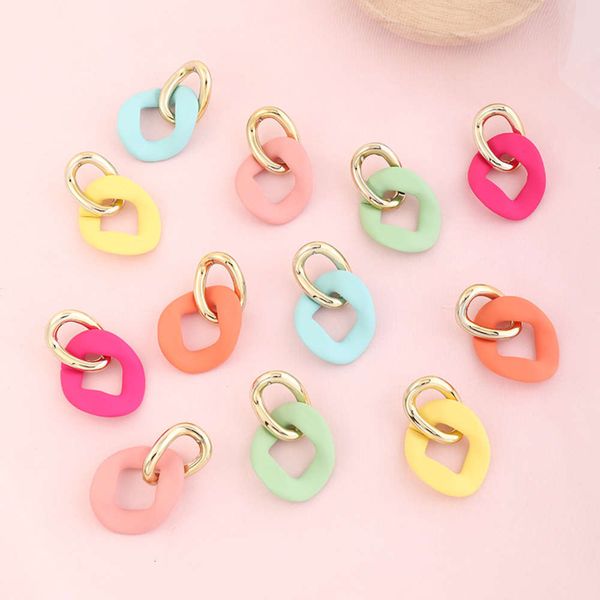 

ez3527 jewelry simple double ring women's irregular color resin earrings, Black