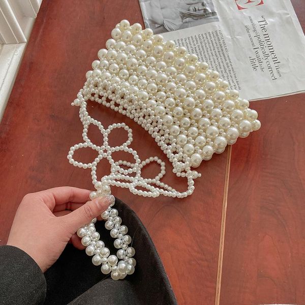 

women fashion bag underarm purse pearl beads flower embossing small handbags mini with beading designs cross body