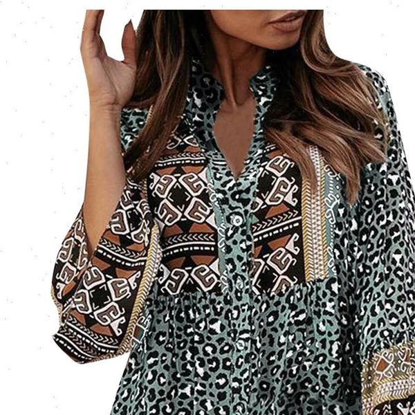 

plus size vintage v neck womens dresses leopard flowers print single trumpet sleeve casual undefined vestido robe, Black;gray