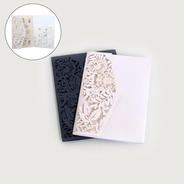 

greeting cards business laser hollowed out rose flower invitations wedding dark blue invitation