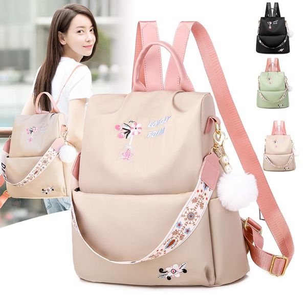 

diaper bags casual oxford cloth backpack flower embroidered shoulder school women daily travel anti-theft bagpack rucksack
