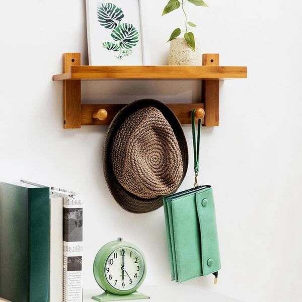 

laundry bags wall-hung type wooden decorative wall shelf sundries storage box hanger organizer key rack wood 3 hook coat