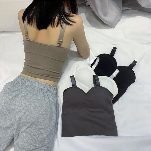 

korean seamless beautiful back underwears solid color bosom adjustable shoulder straps long sports vests fashion fitness bra yoga outfit