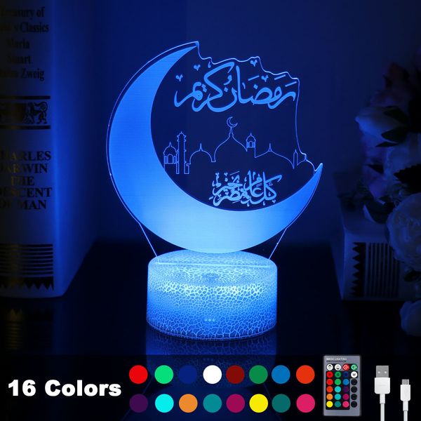 Eid Mubarak Ramadan Decor для домашней луны звезды дистанционного управления светодиодным светом EID AL ADHA Исламская мусульманская партия декор EID Kareem Ramadan 210408