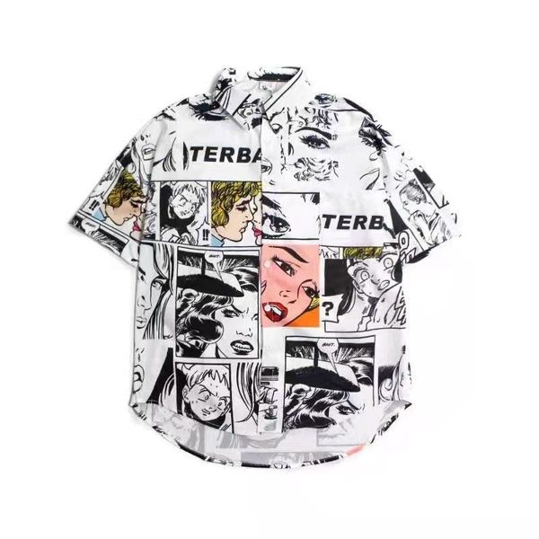 

women's blouses & shirts original control 38 korean version of the summer shirt short sleeves ins vintage trend cartoon character print, White