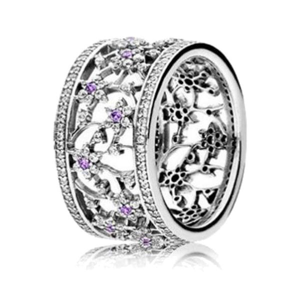 

cluster rings real 925 sterling silver ring sparkling crown heart with crystal for women wedding party diy fashion jewelry, Golden;silver