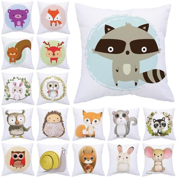 

pillow case mixed colours cute cartoon small animal pattern peach skin cashmere square sofa cushion cover pillowcase comfortable home decor