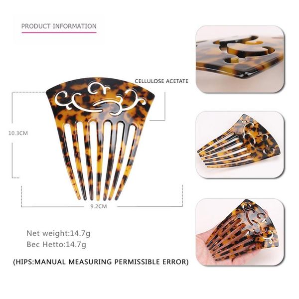 

hair accessories twist side comb hollow out tortoise 7 teeth hairpin acetate barrette clip x7ya