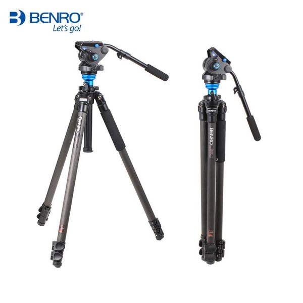 

benro c3573fs6 video tripod professional carbon fiber camera stand s6 head qr6 plate bs04 pan bar handle carrying bag tripods
