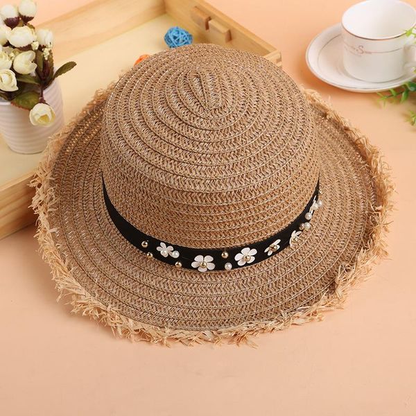

stingy brim hats summer wild fashion women's burrs beach cap flat-straw breathable shade uv cute wind grass sun caps ng, Blue;gray