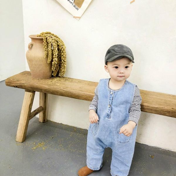 

spring baby denim overalls sleeveless jumpsuit girl romper kids summer clothes boy clothing jumpsuits, Blue