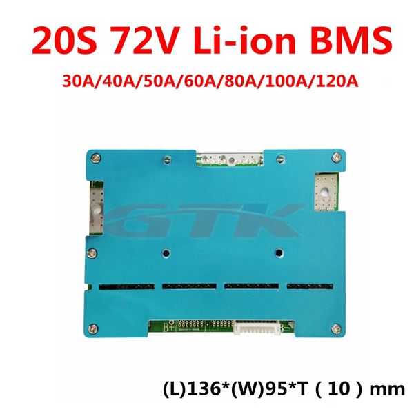 72 V BMS 20S 30 A 40 A 50 A 60 A 80 A 100 A 120 A Schutzplatine für 3,7 V Li-Polymer-Li-Ionen-Zellenpaket 72 V Elektrofahrradmotor