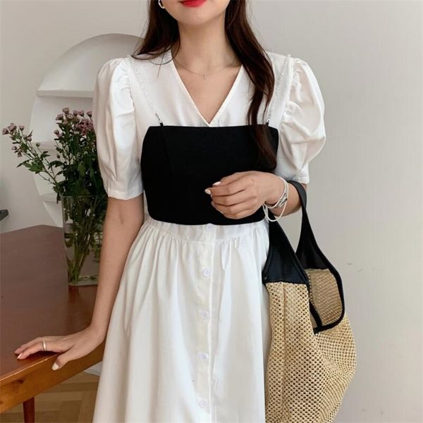 

casual dresses summer femme plus size lantern sleeves prom chic solid elegance party long es vestidos with tank dns7, Black;gray