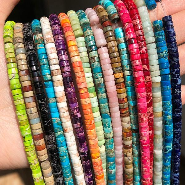 

other 2*4mm flat sea sediment turquoises imperial jaspers snakeskin beads natural round rondelle for diy jewelry making bracelet