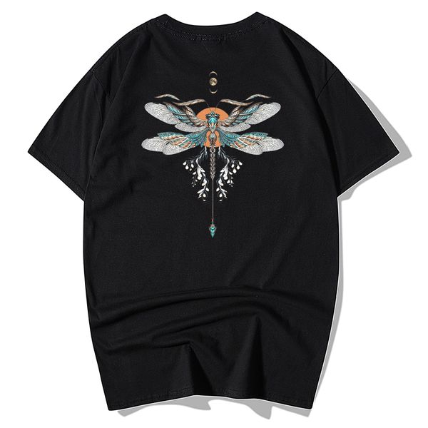 

2021 mens t shirts street style mutant dragonfly back printing tshirt o-neck hip pop men shirt, White;black