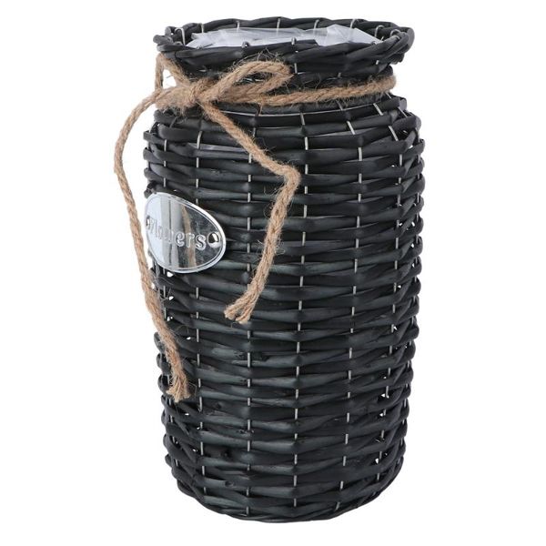 

wicker woven flower bucket household vase handmade (random color) curtain & drapes