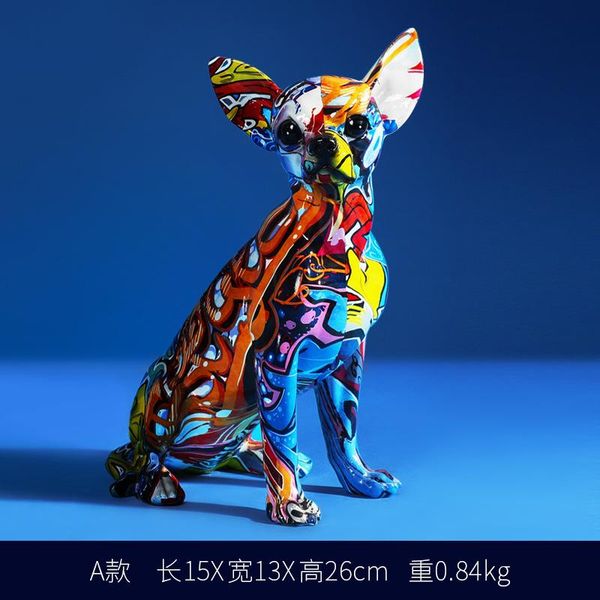 

decorative objects & figurines color dog entrance painted graffiti simple creative living room wine cabinet office decorations resin crafts