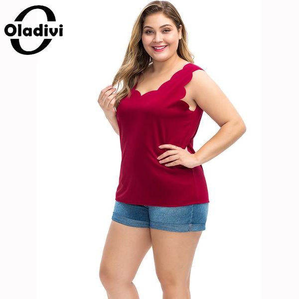 

plus size t-shirt oladivi women sleeveless vest blouses ladies casual loose tank shirts oversized tees blusas f9052 3xl 4xl 5xl 6xl