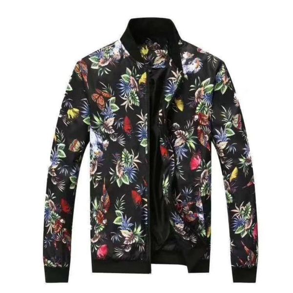 

idopy men`s floral cotton jacket spring summer flower printed korean style slim fit baseball coat outerwear for male men's jackets, Black;brown