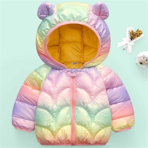 Arrivo Neonate Giacca Autunno Colorato Inverno Ragazzo Vestiti nati Cappotti Per Bambini Giù Cotone Con Orecchio Con Cappuccio 0-5y 211222