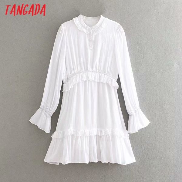 

spring women white ruffles shirt long sleeve ladies mini dress vestidos 4n26 210416, Black;gray