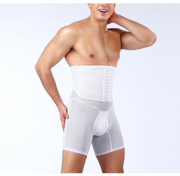 

men's body shapers men shapewear shaper abdomen girdle modeling strap control panties slim waist leg tummy trimmer male boxer pant, Black;brown