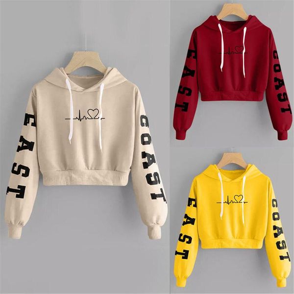 

casual fashion womens long sleeve ladies printed sweatshirt short blouse materials women's hoodies & sweatshirts, Black