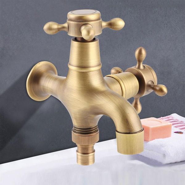 

bathroom sink faucets basin single cold double outlet faucet ceramic valve washing machine mop pool water tap dual handle 2 holes
