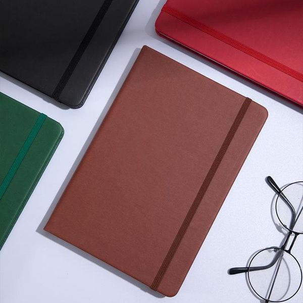 

notepads a5 business strap notebook set elastic band notepad retro diary notebooks, Purple;pink