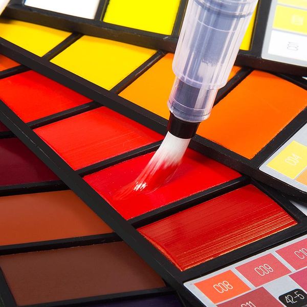 

gift sets 18 color superior portable solid watercolor paint set with water brush pen paints pigment for painting aquarelle art