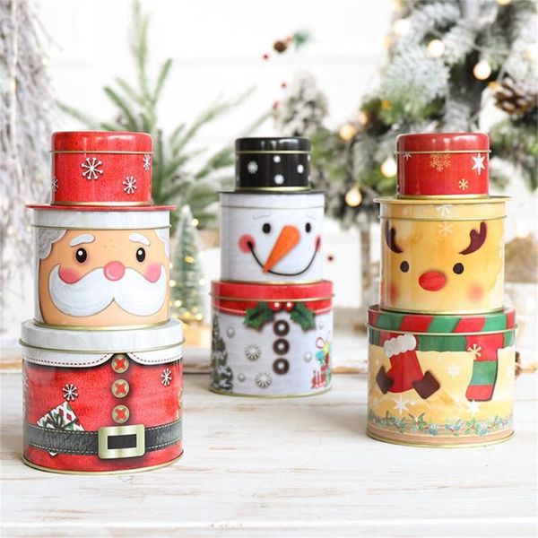 

gift wrap christmas theme design sweets box 3 layers tinplate case santa claus snowman pattern doughnut candy treat storage boxes