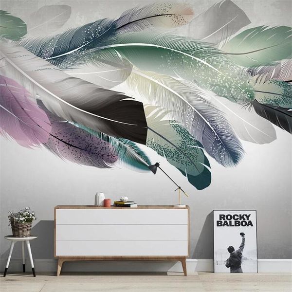 

wallpapers large 3d wallpaper mural custom small fresh modern nordic color feather tv background