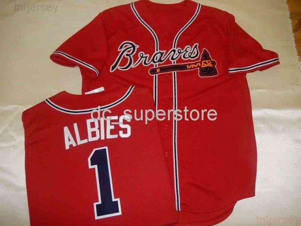 Custom Ozhaino Albies Baseball Base Cool Jersey New Red Stitch Qualquer Nome Número Homens Mulheres Junta de beisebol juvenil