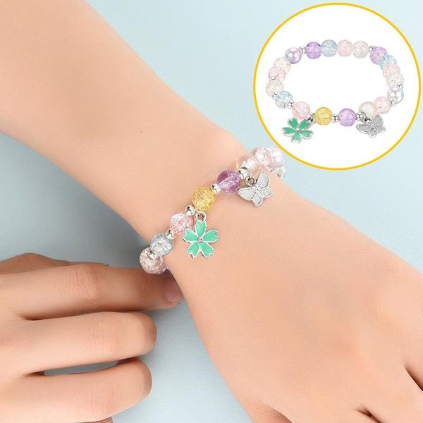 

bangle ladies temperament bracelets painted flowers elegant gift rhinestone heart multicolor charms jewelry, Black