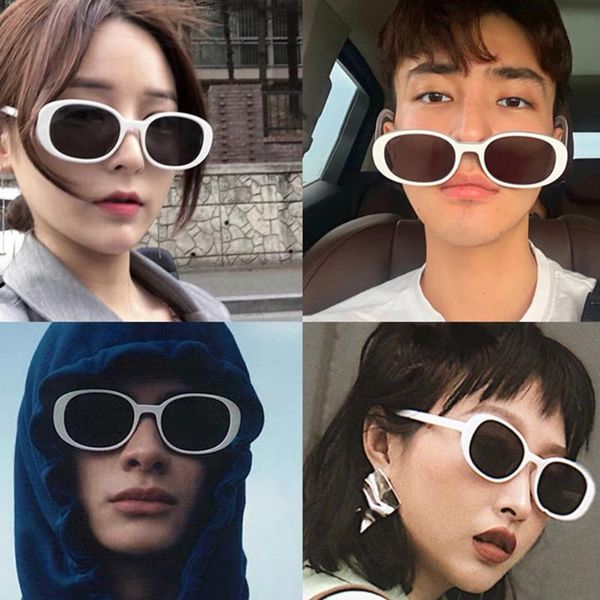 

sunglasses 2021 punk style oval for women men luxury designer narrow small frame eyewear vintage outdoor versatile goggles uv400, White;black