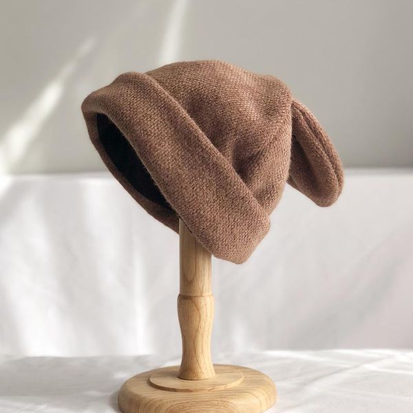

beanie/skull caps lovely draping ears fur hat women autumn and winter knitted wool hats warm korean version of japanese cap, Blue;gray