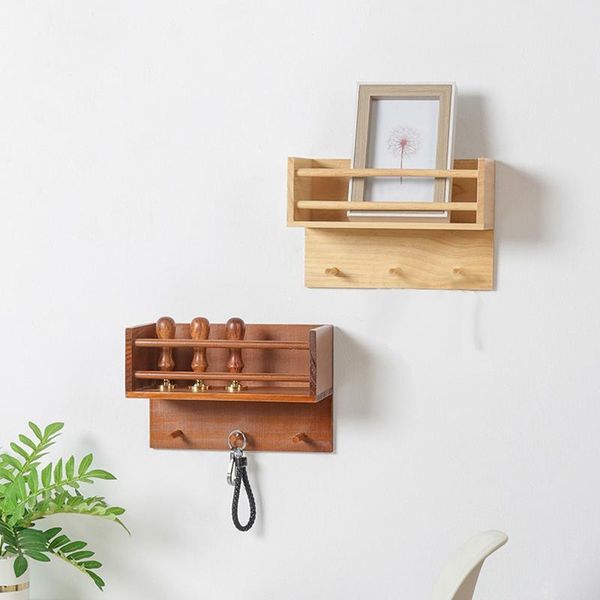

kitchen storage & organization retro wooden wall hook rack living room bedroom decoration hanging organizer