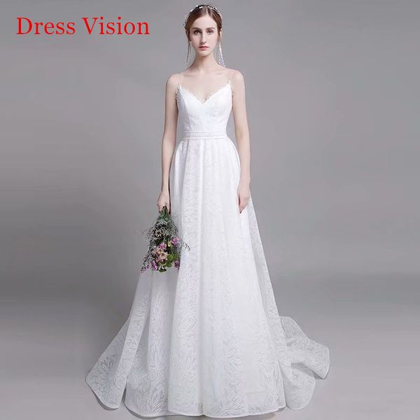 

dress bride gown vestido de novia robe de mariage spaghetti v-neck sequin lace french, White