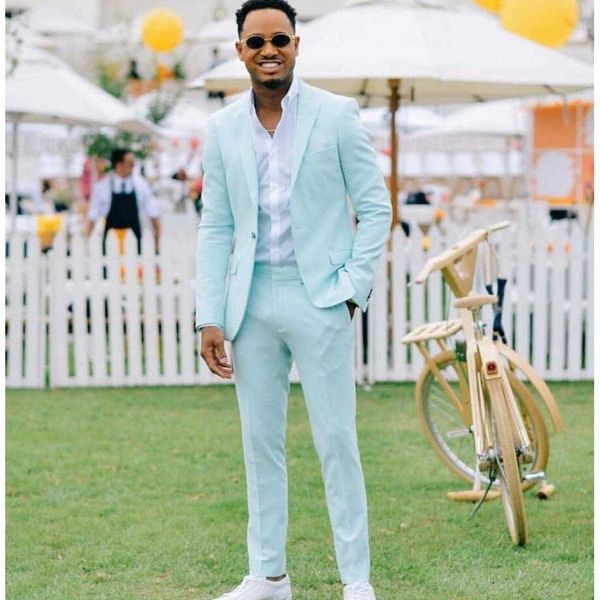 Nuovo Arrivo Mint Green Men Suit Blazer per Party Prom 2 Pz Giacca con Pants Groom Sticking Notching Bavero Uomo Mens Tuxedos X0909