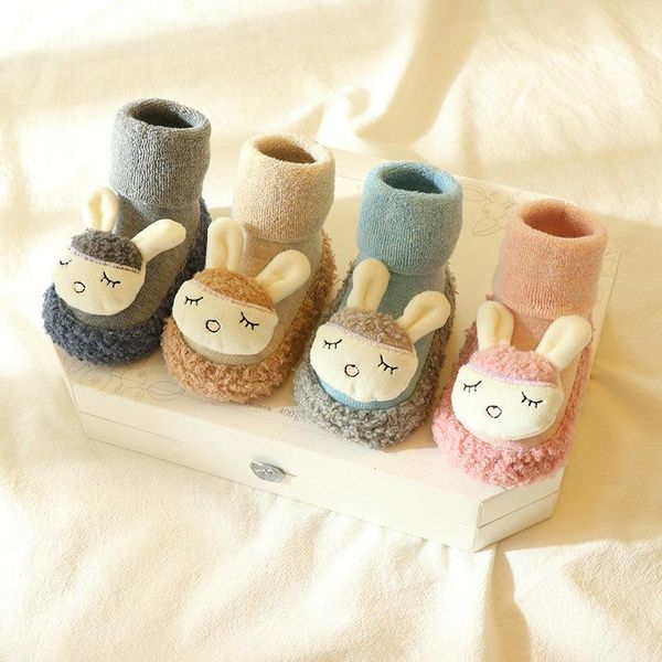 

first walkers baby toddler shoes and socks soft sole floor cartoon step for boys girls thicken non-slip tube