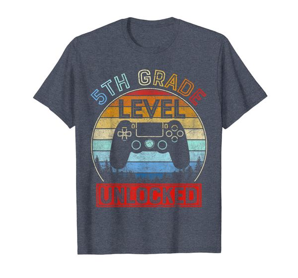 

5th grade first day of school shirt 5th grade level unlocked, White;black