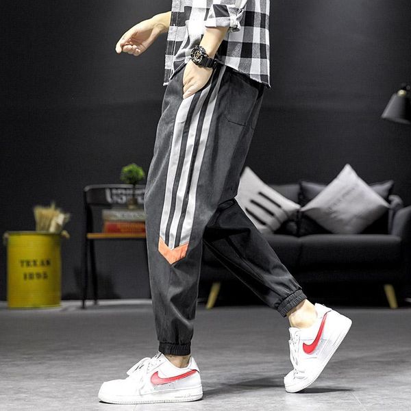 

men's pants patchwork hip-hop casual harem spring street style trousers fashion sports xo1k, Black